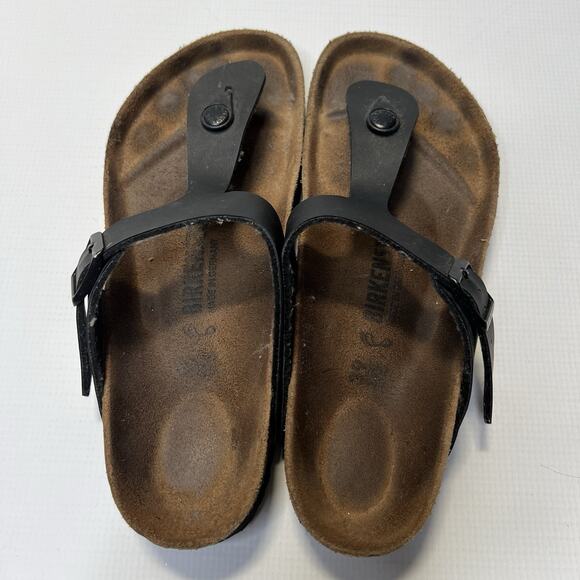 Birkenstock Gizeh Matte Black Sandals Womens Size 39 L8 M6 Thong Slides - Picture 12 of 13